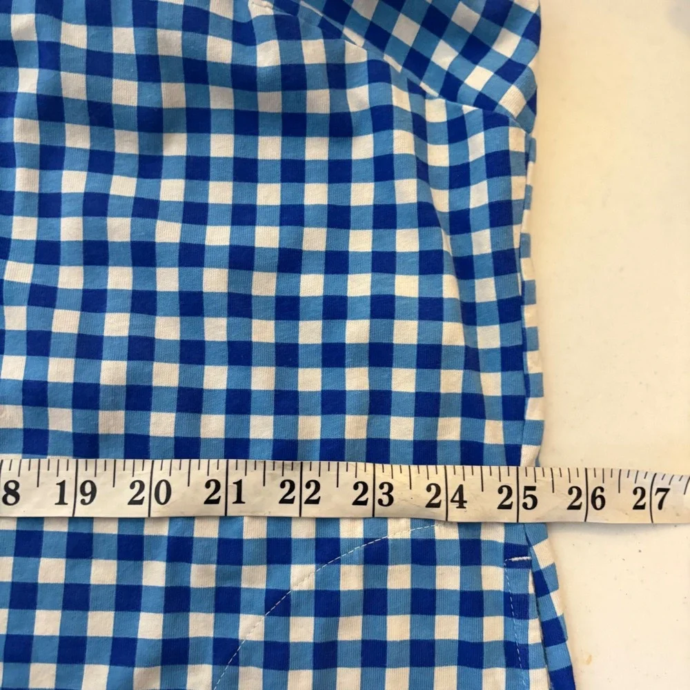 Draper James x Lands End Blue Gingham Cotton V-Neck Shift Dress Plus 2X Preppy - Picture 4 of 9